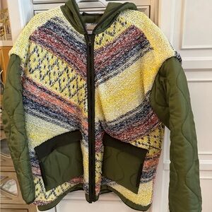 Pilcro Multicolor Knit Jacket with Olive Green Accents from Anthropologie